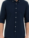 Navy Blue Slim Fit Long Sleeve Shirt