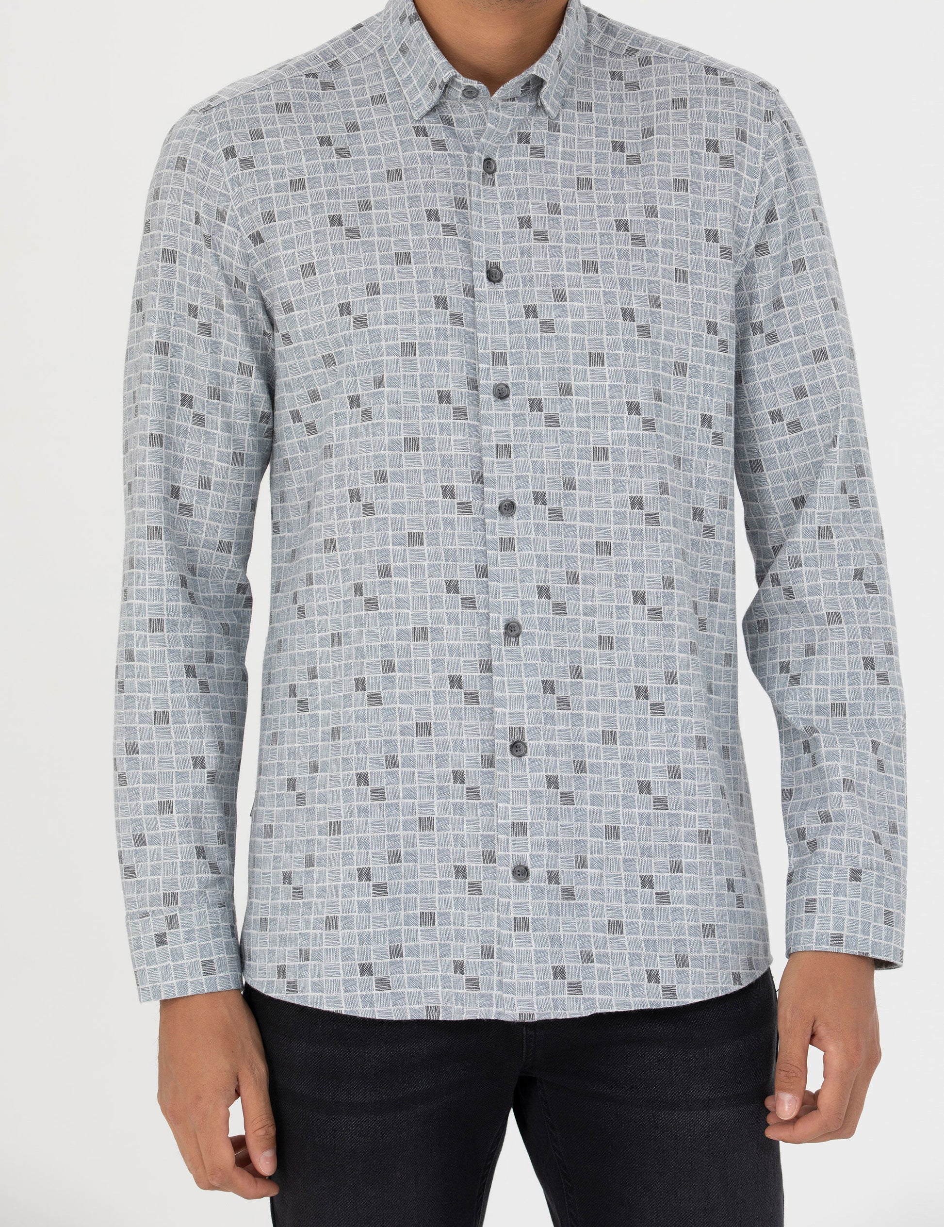 Blue Slim Fit Long Sleeve Shirt