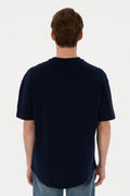 Men's Long Fit Crew Neck Navy Basic T-Shirt