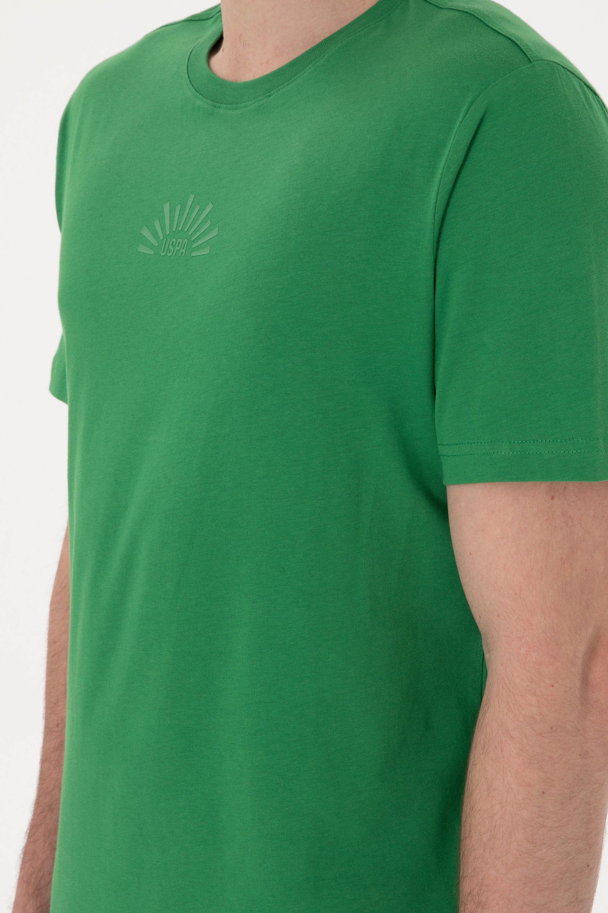 Men's Regular Fit Crew Neck Green T-shirt