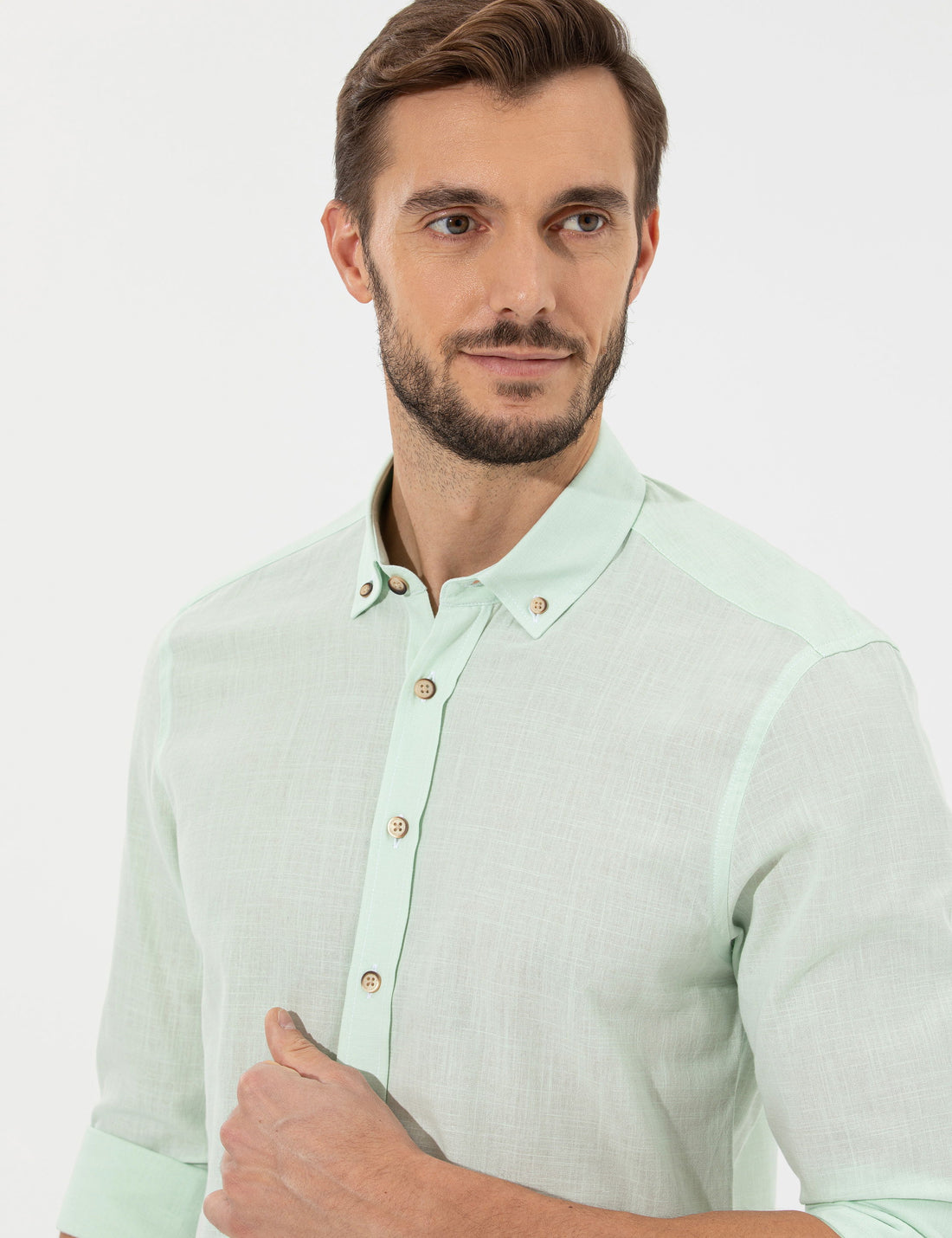 Green Slim Fit Long Sleeve Shirt