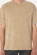 Men's Comfort Fit Crew Neck Khaki Wash T-Shirt