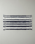 Bohemian Line Cotton Fringed Bath Mat Black - White