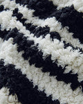 Bohemian Line Cotton Fringed Bath Mat Black - White