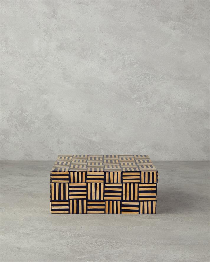 Boho Stripe Bamboo Decorative Box Natural