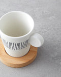 Bona Stoneware 6 Pieces 3 Person Coffee Cup Set 70 ml Black-White-Beige