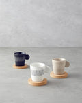 Bona Stoneware 6 Pieces 3 Person Coffee Cup Set 70 ml Black-White-Beige