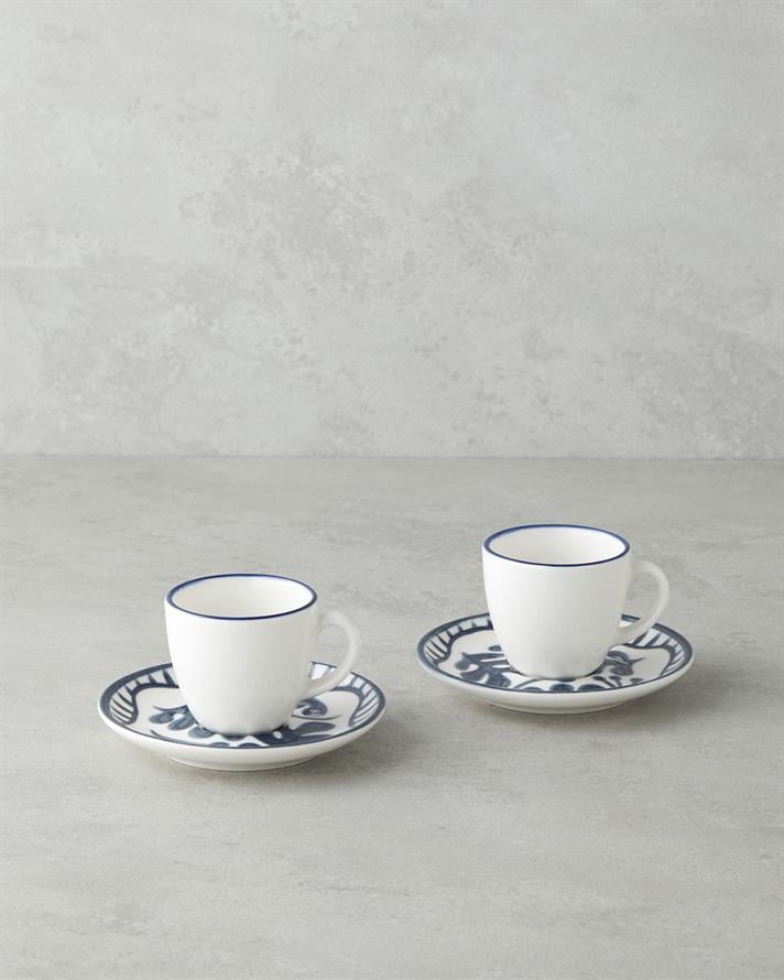 Bonnie Bone Porcelain 4 Pieces 2 Seater Coffee Cup Set 90 ml Dark Blue