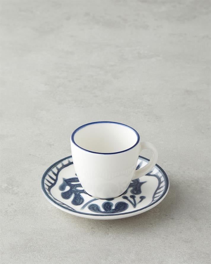 Bonnie Bone Porcelain 4 Pieces 2 Seater Coffee Cup Set 90 ml Dark Blue