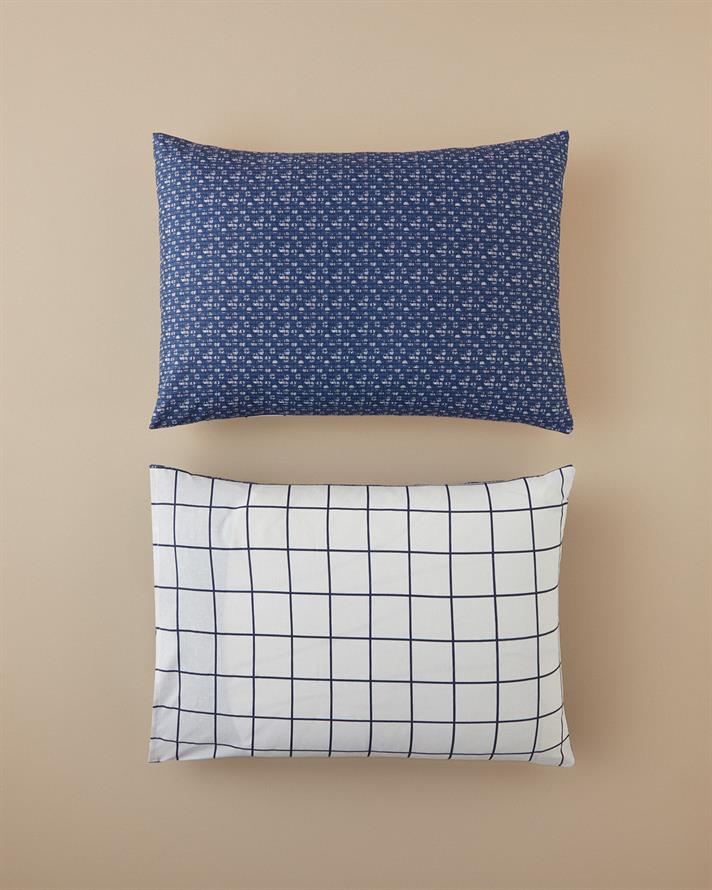 Border Check 2-Pack Pillowcase Navy