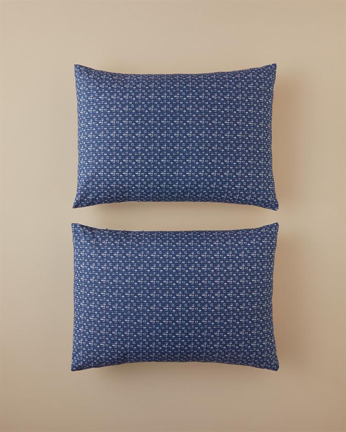 Border Check 2-Pack Pillowcase Navy