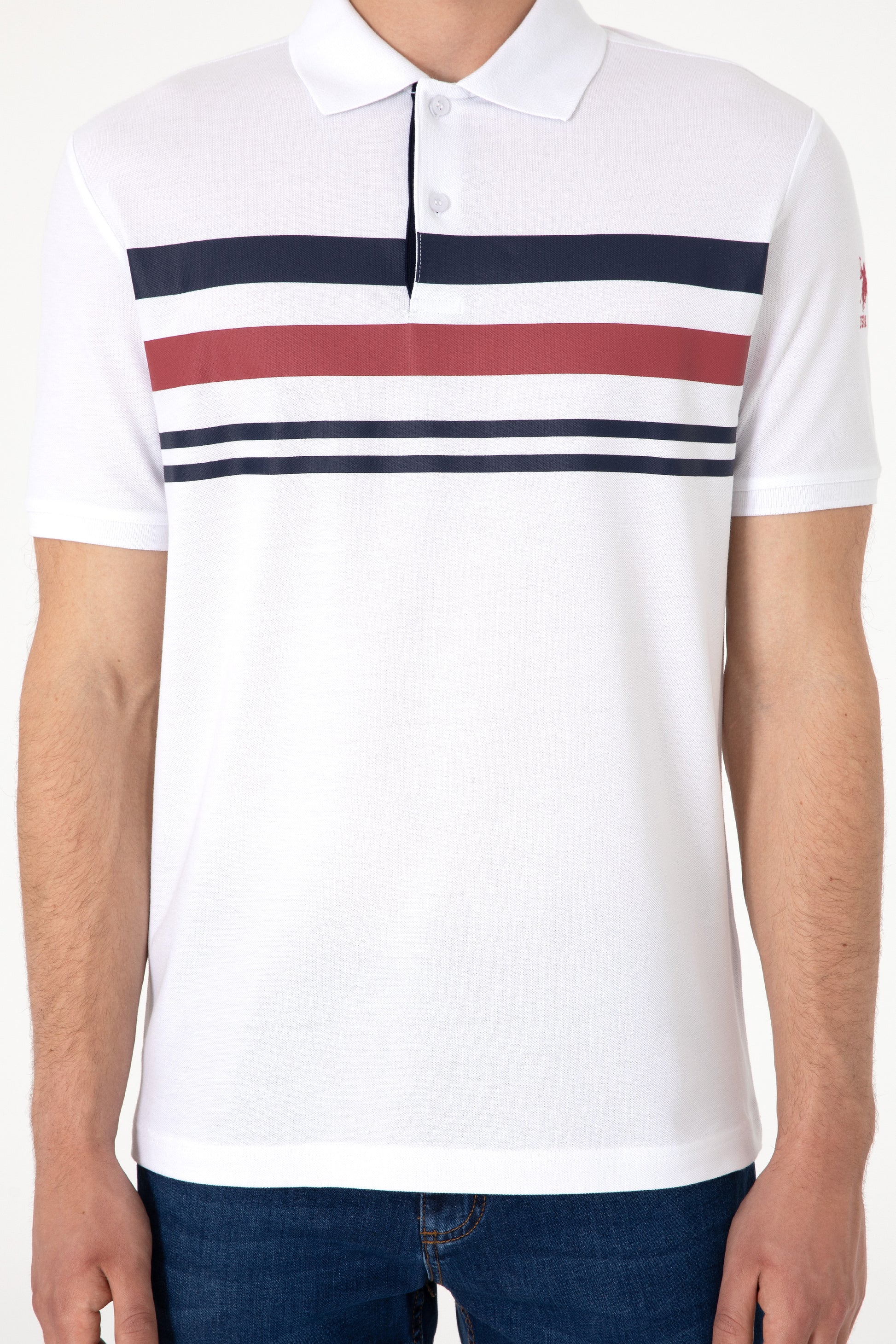 Men's Regular Fit Polo Neck White T-Shirt