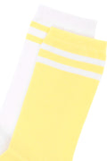 Women's White Yellow 2 Pcs Socket Socks