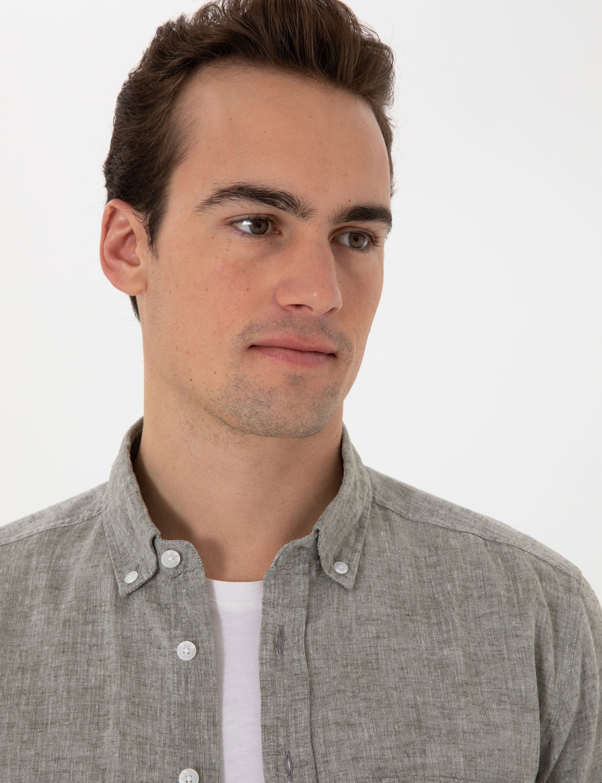 Khaki Regular Fit Long Sleeve Shirt