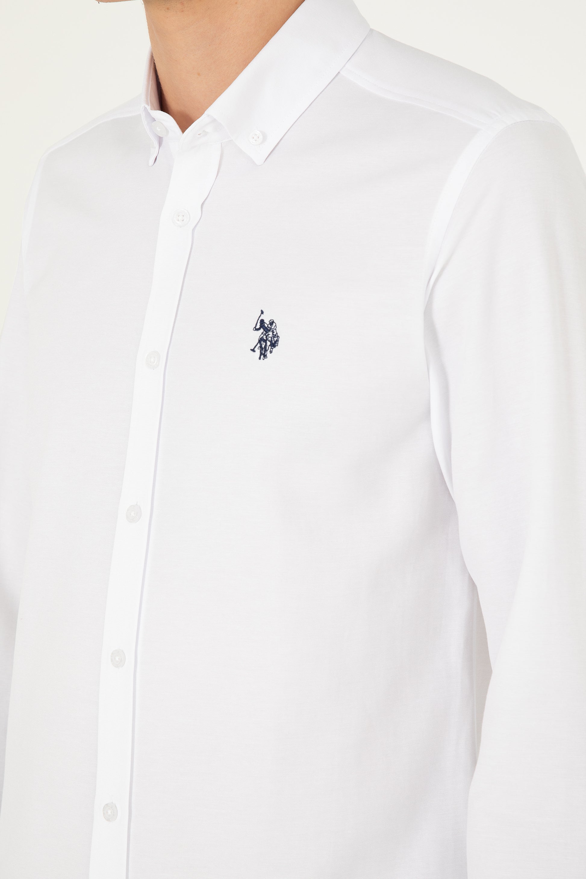 Men's White Long Sleeve Basic Shirt