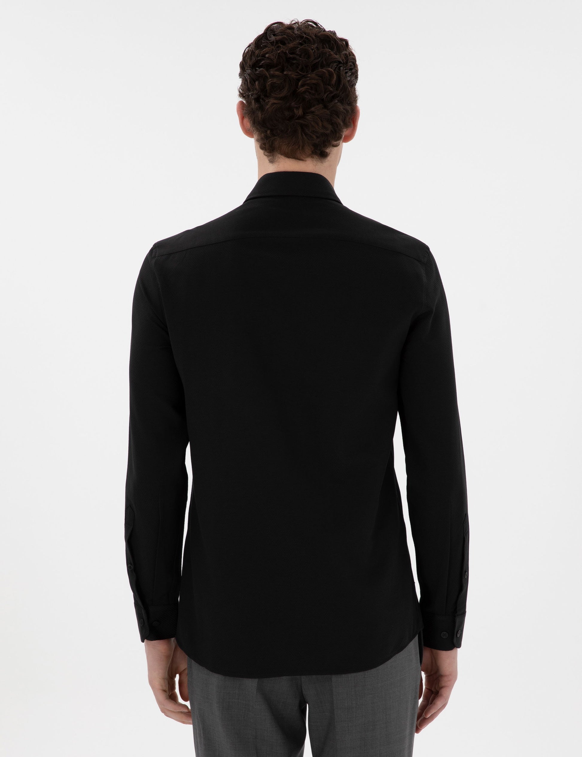 White Italian Collar Ruffle Long Sleeve Shirt