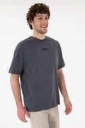 Men's Oversize Fit Crew Neck Anthracite T-Shirt