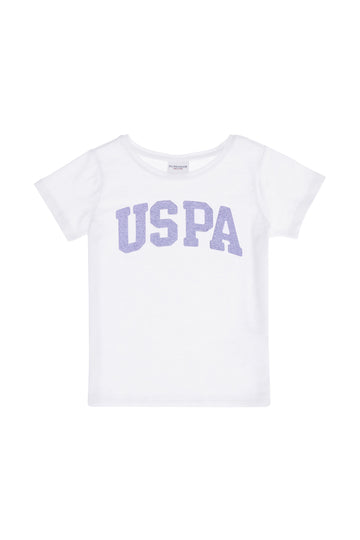 Baby Girl White Crew Neck Basic T-Shirt
