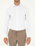 White Slim Fit Chunky Long Sleeve Shirt