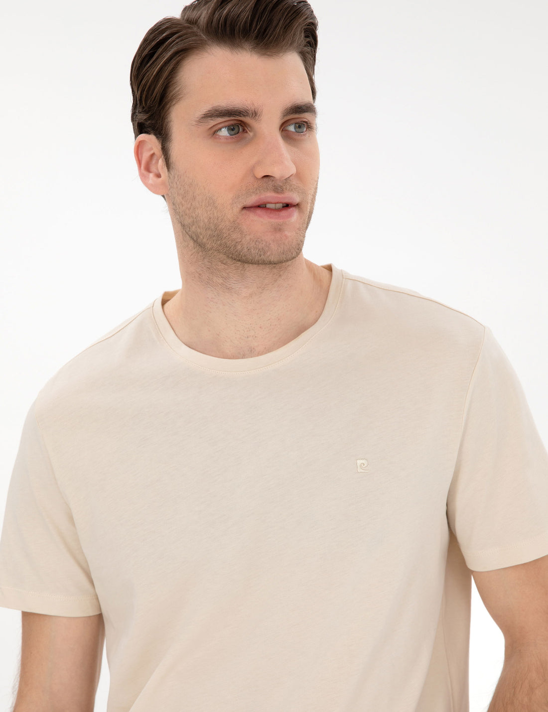 Beige Slim Fit Basic T-Shirt