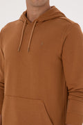 Erkek Regular Fit Kapişonlu Camel Basic Sweatshirt