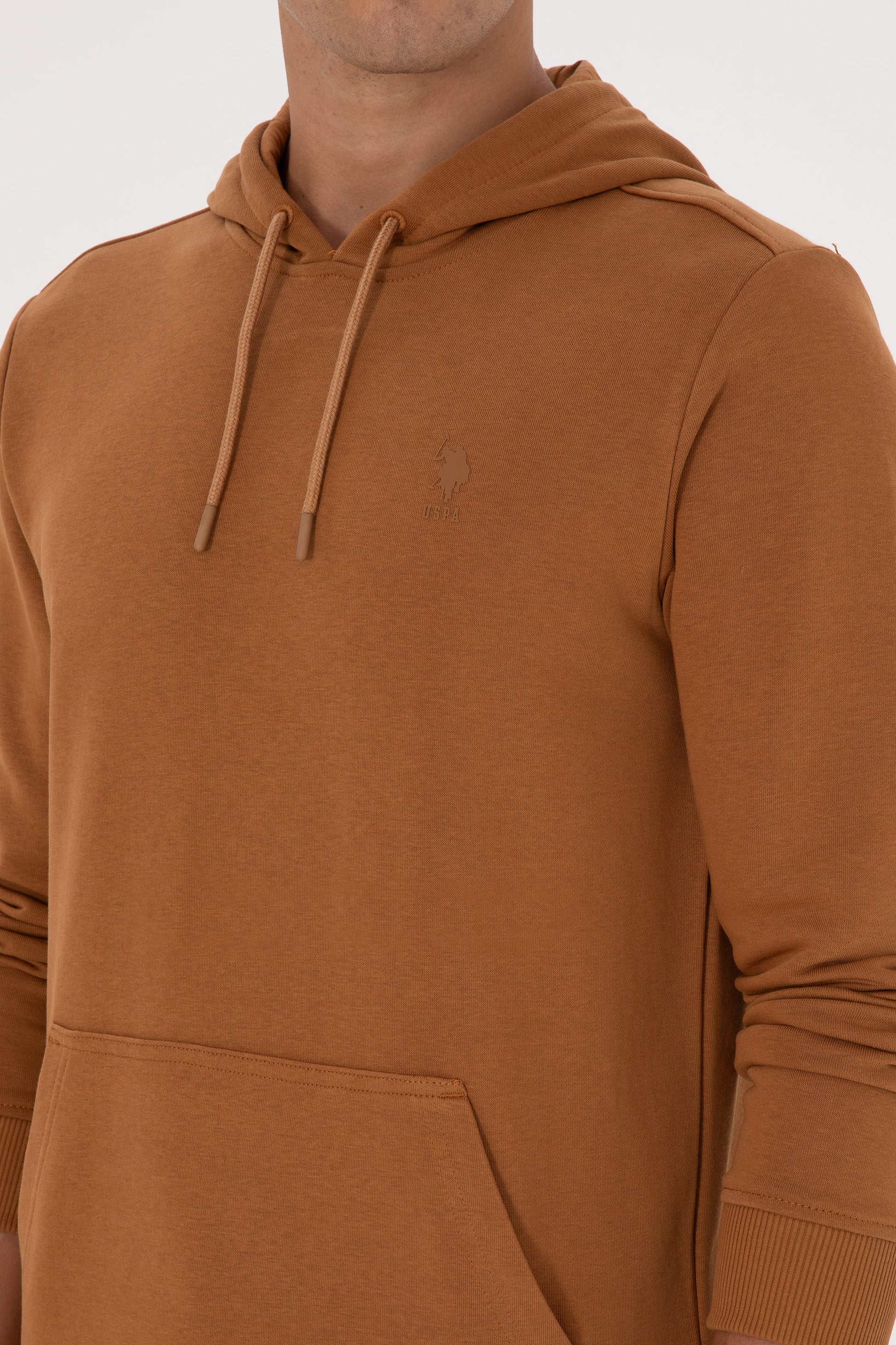 Erkek Regular Fit Kapişonlu Camel Basic Sweatshirt