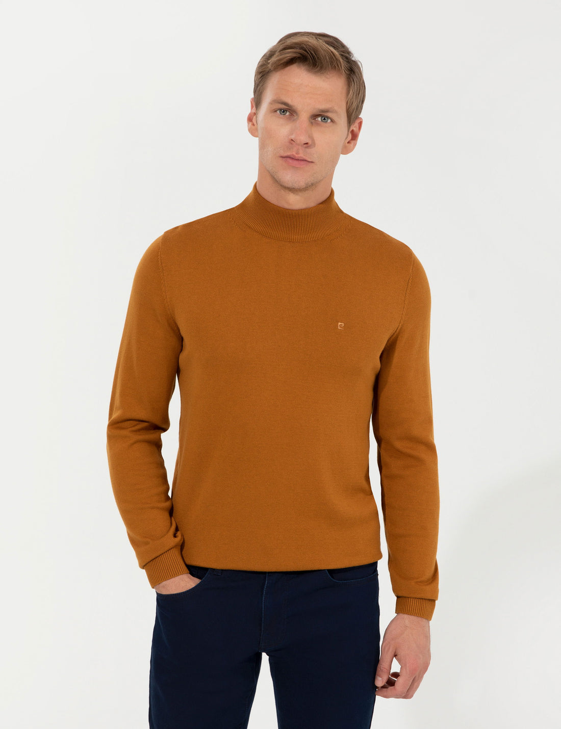 Brown Slim Fit Half Turtleneck Basic Sweater Sweater