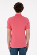 Men's Slim Fit Polo Neck Pink Basic T-Shirt