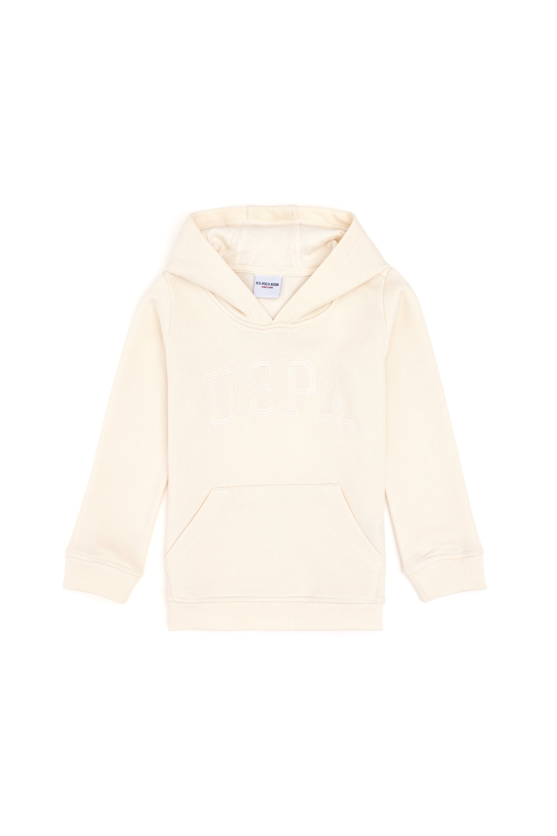 Girls' Cream Hooded Basic Sweatshirt