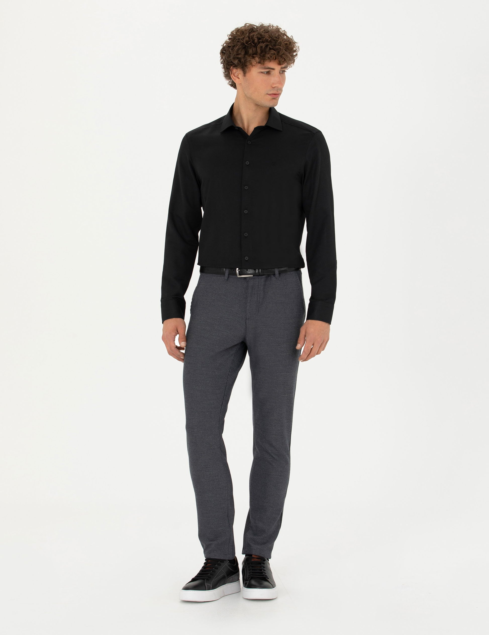 Black Slim Fit Long Sleeve Shirt