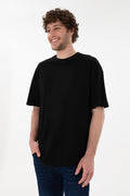Men's Long Fit Crew Neck Black Basic T-Shirt