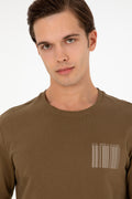 Men's Regular Fit Crew Neck Khaki Sweatshirt