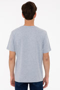 Men's Grey Melange Basic V Neck T-Shirt