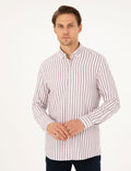 Purple Regular Fit Striped Long Sleeve Shirt