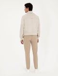 Beige Carrot Fit Linen Blended Canvas Pants