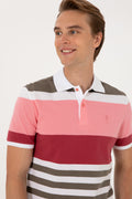 Men's Regular Fit Polo Neck Pink T-Shirt