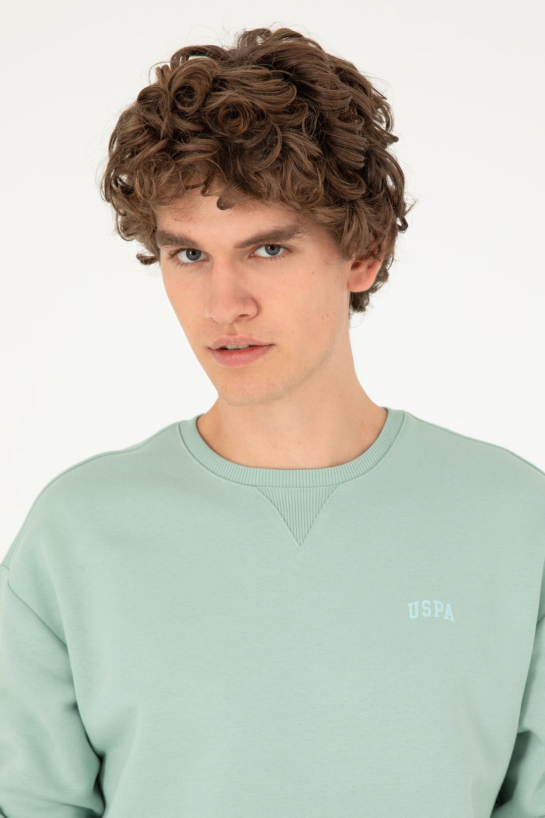 Men's Water Green Basic Sweatshirt