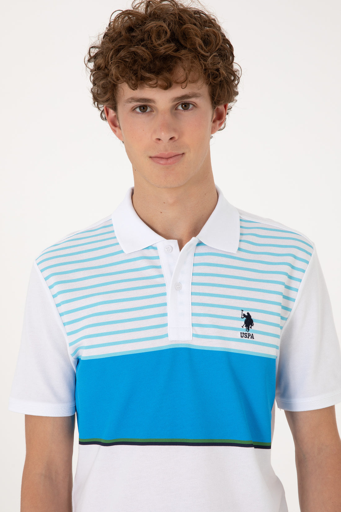Men's Regular Fit Polo Neck Turquoise T-shirt