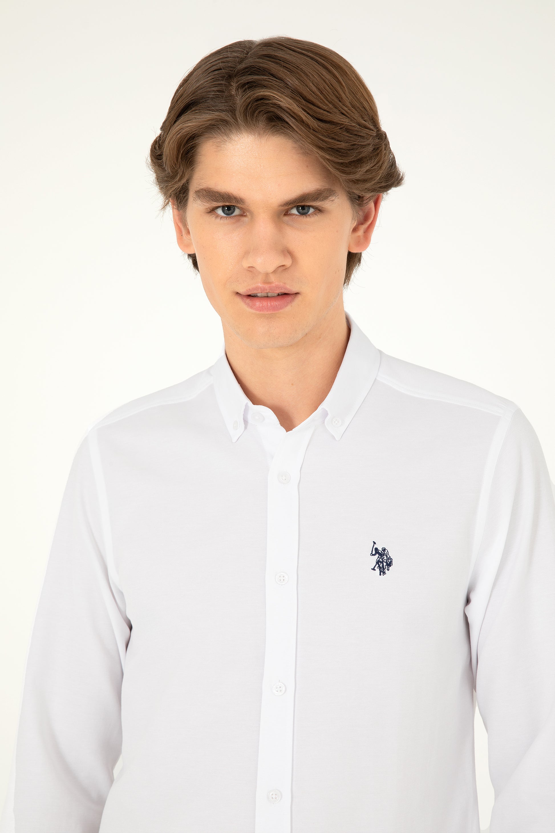 Men's White Long Sleeve Basic Shirt