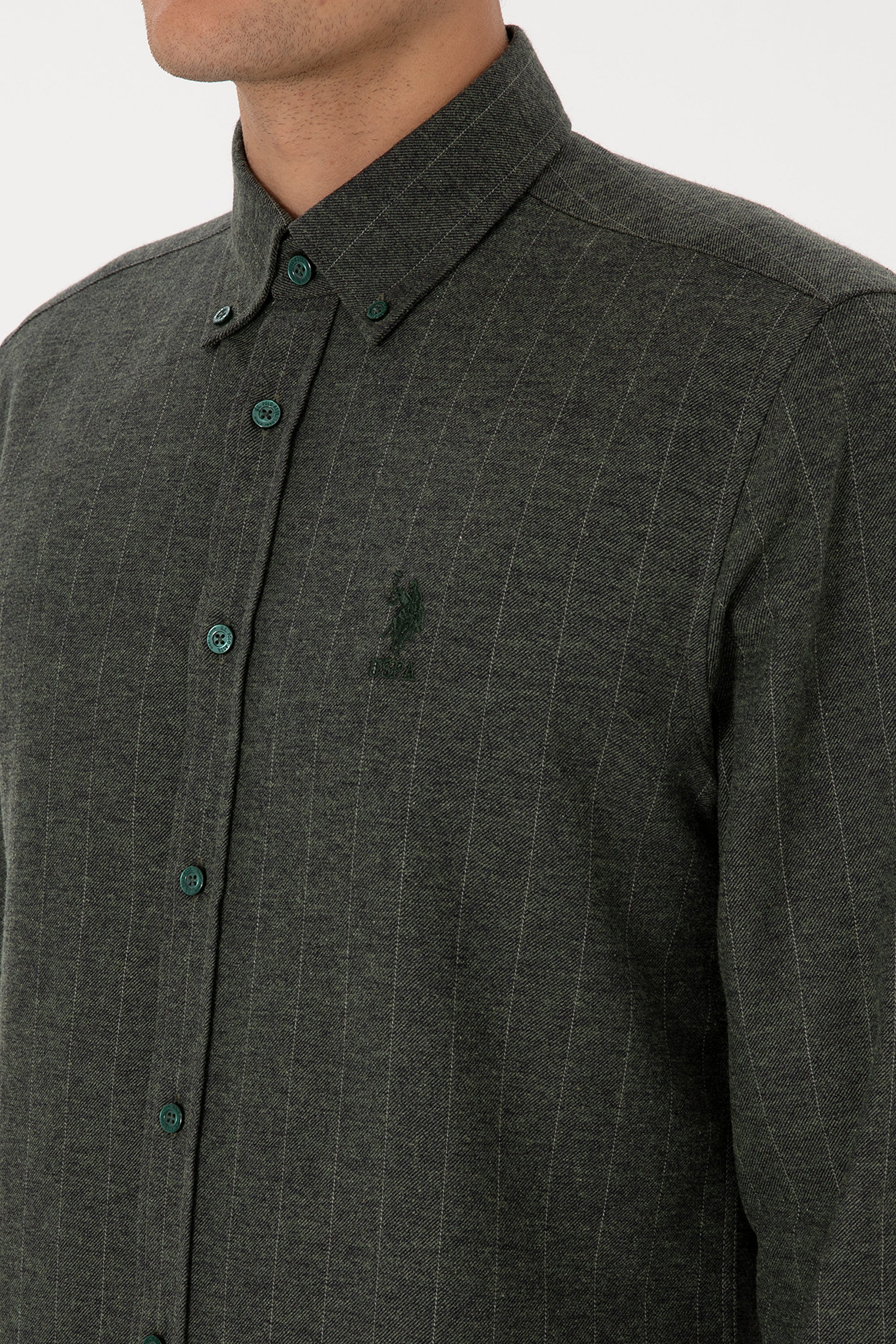Men's Dark Green Long Sleeve Shirt