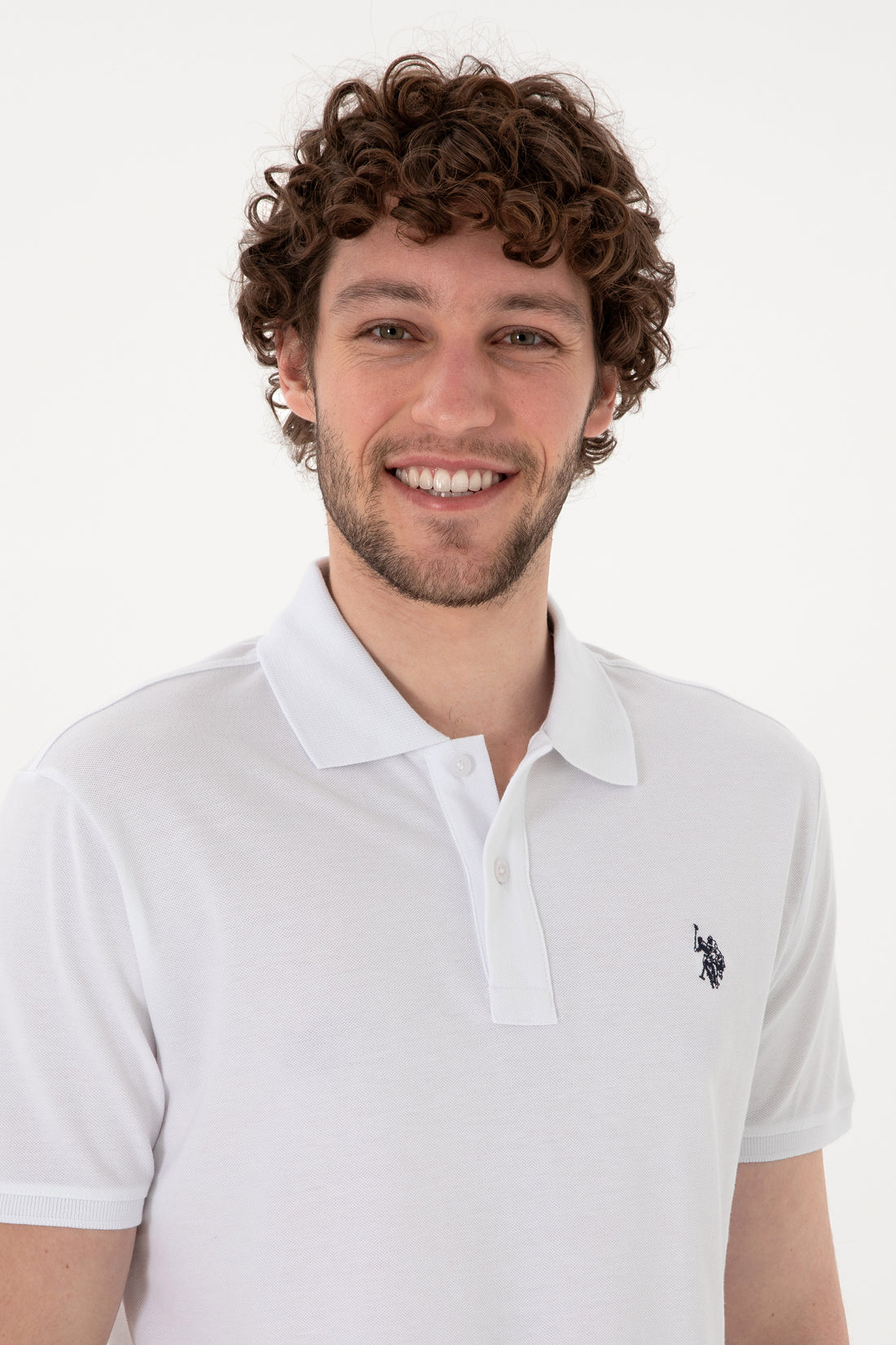 Men's Slim Fit Polo Neck White Basic T-Shirt