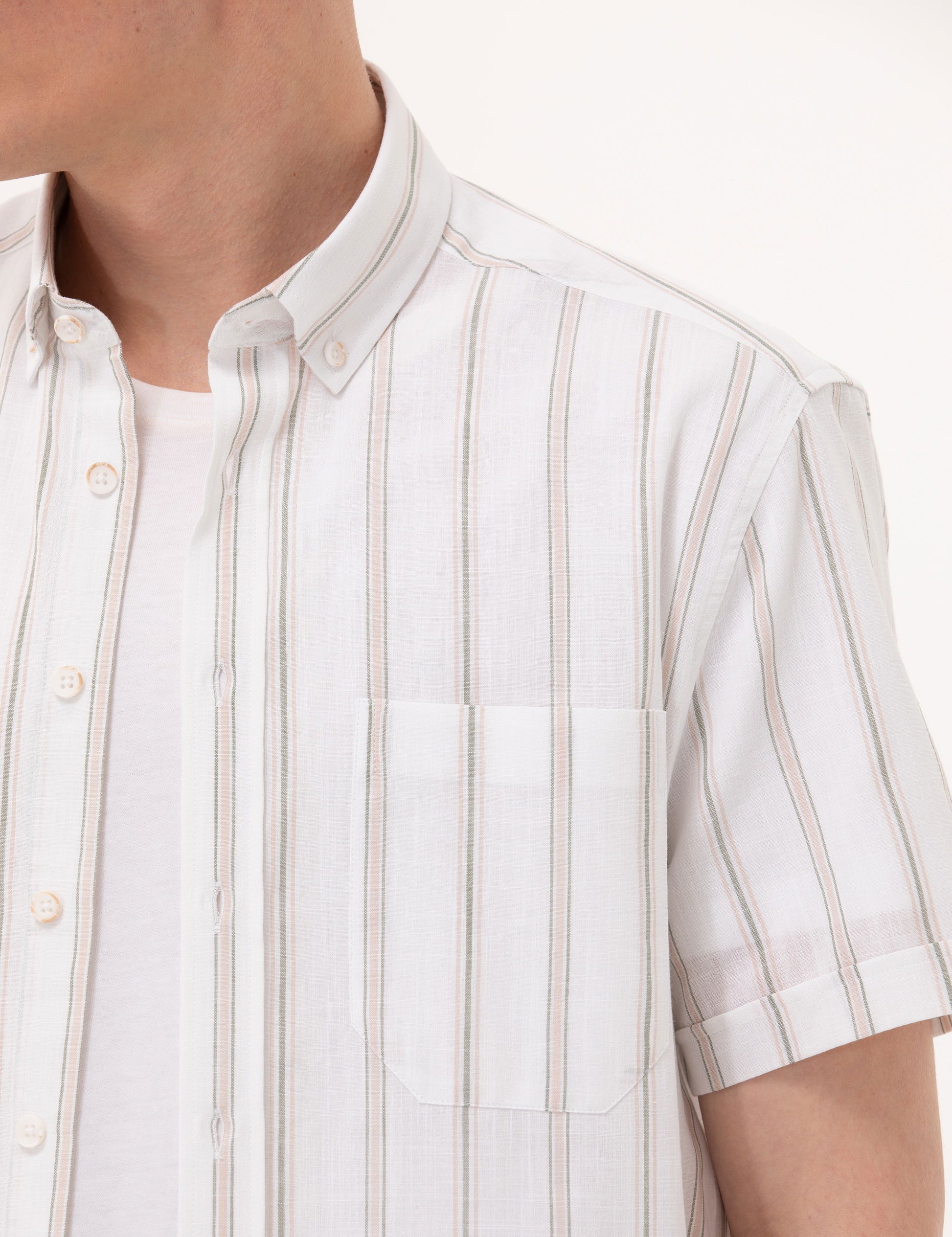 Khaki Comfort Fit Short Sleeve Shirt