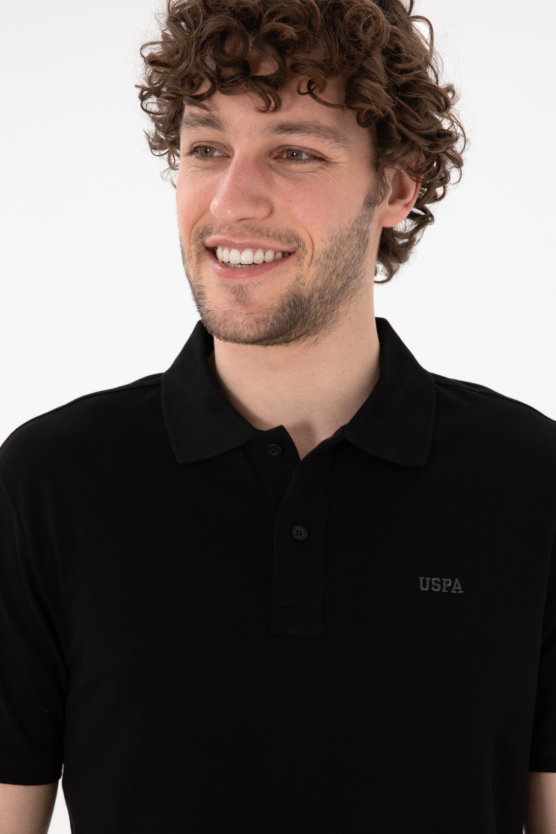 Men's Regular Fit Polo Neck Black Basic T-Shirt