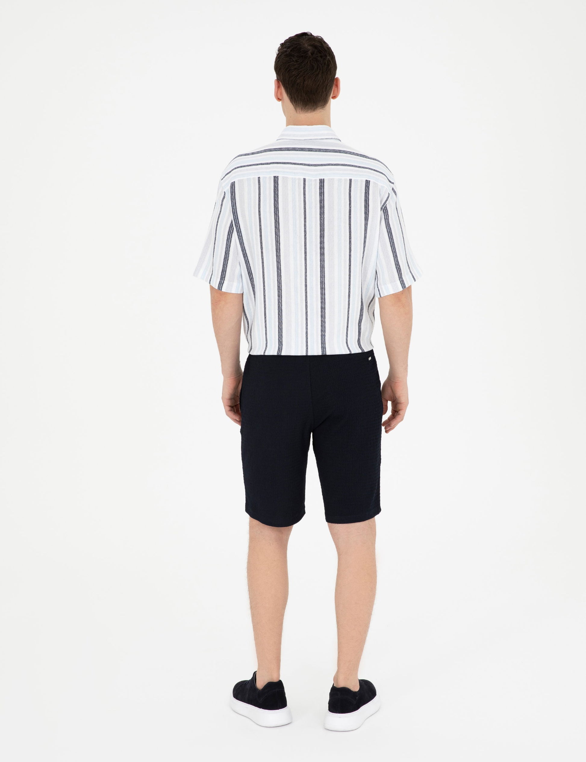 Navy Regular Fit Knitted Shorts