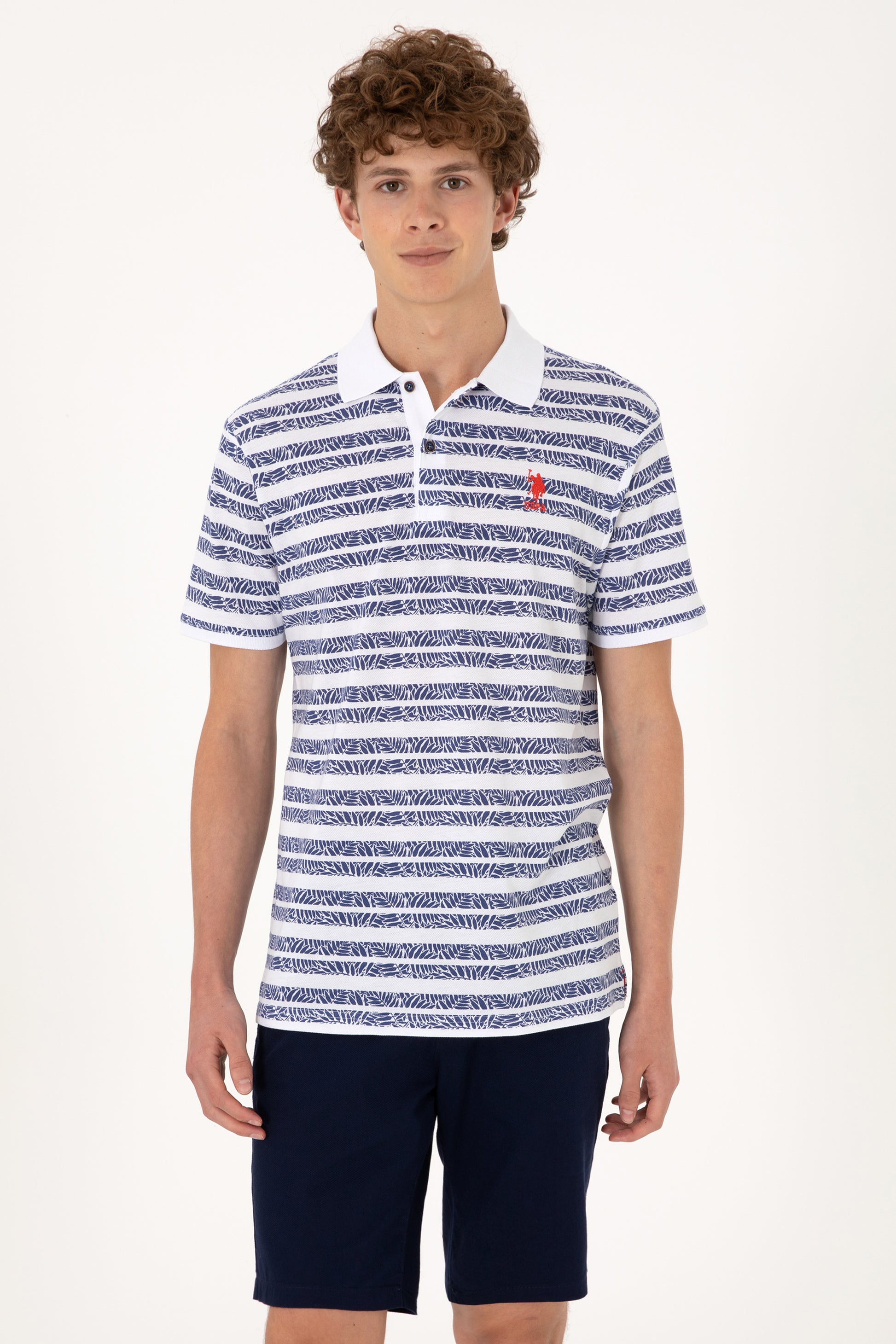 Men's Regular Fit Polo Neck Light Navy T-Shirt