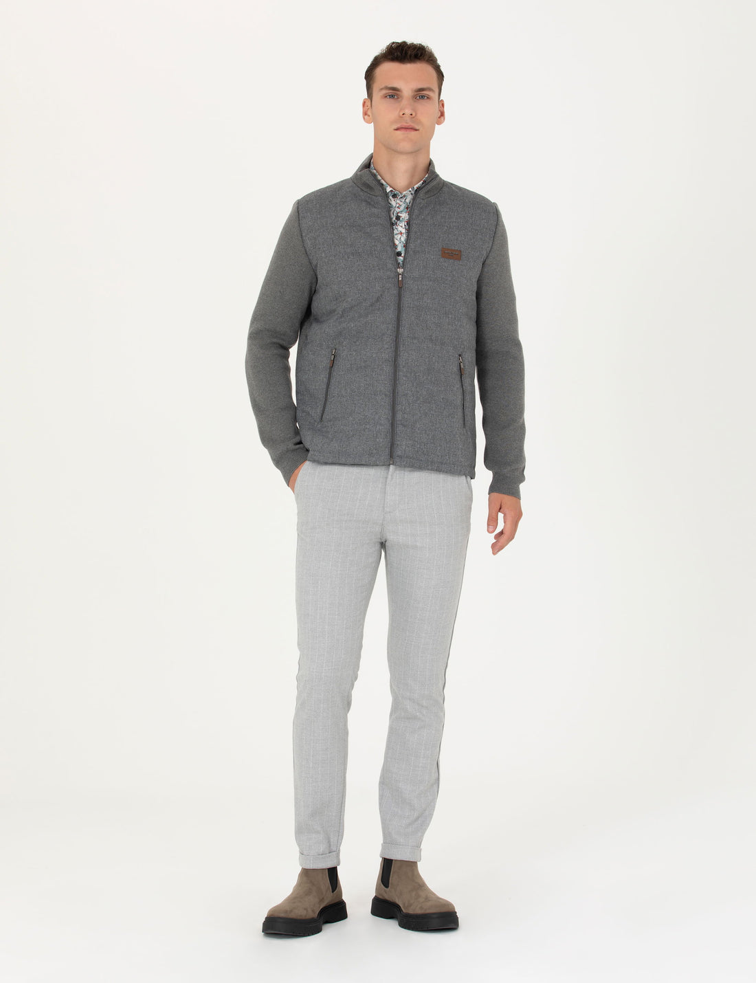 Grey Slim Fit Canvas Pants