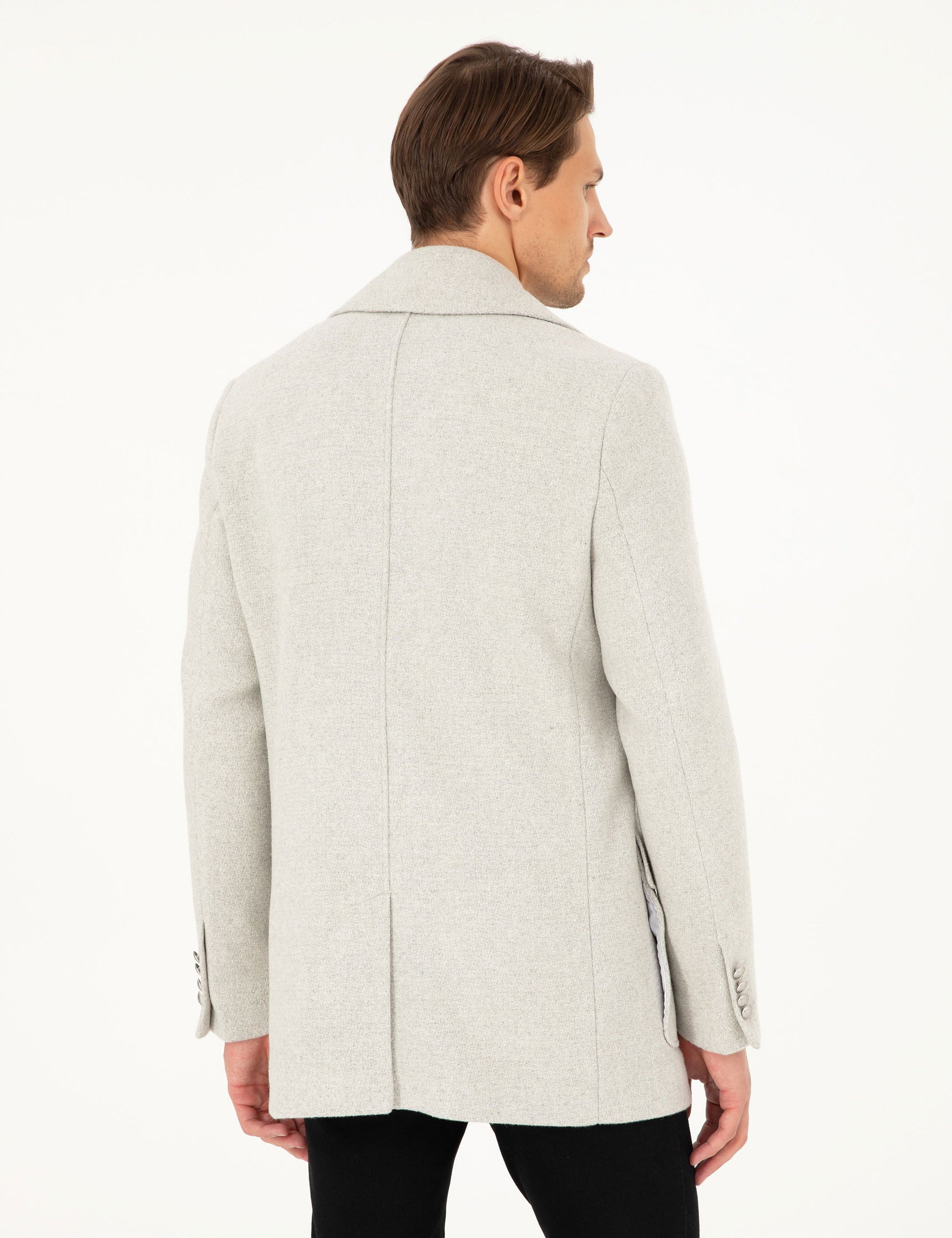 Light Gray Ex. Slim Fit Cashmere Coat