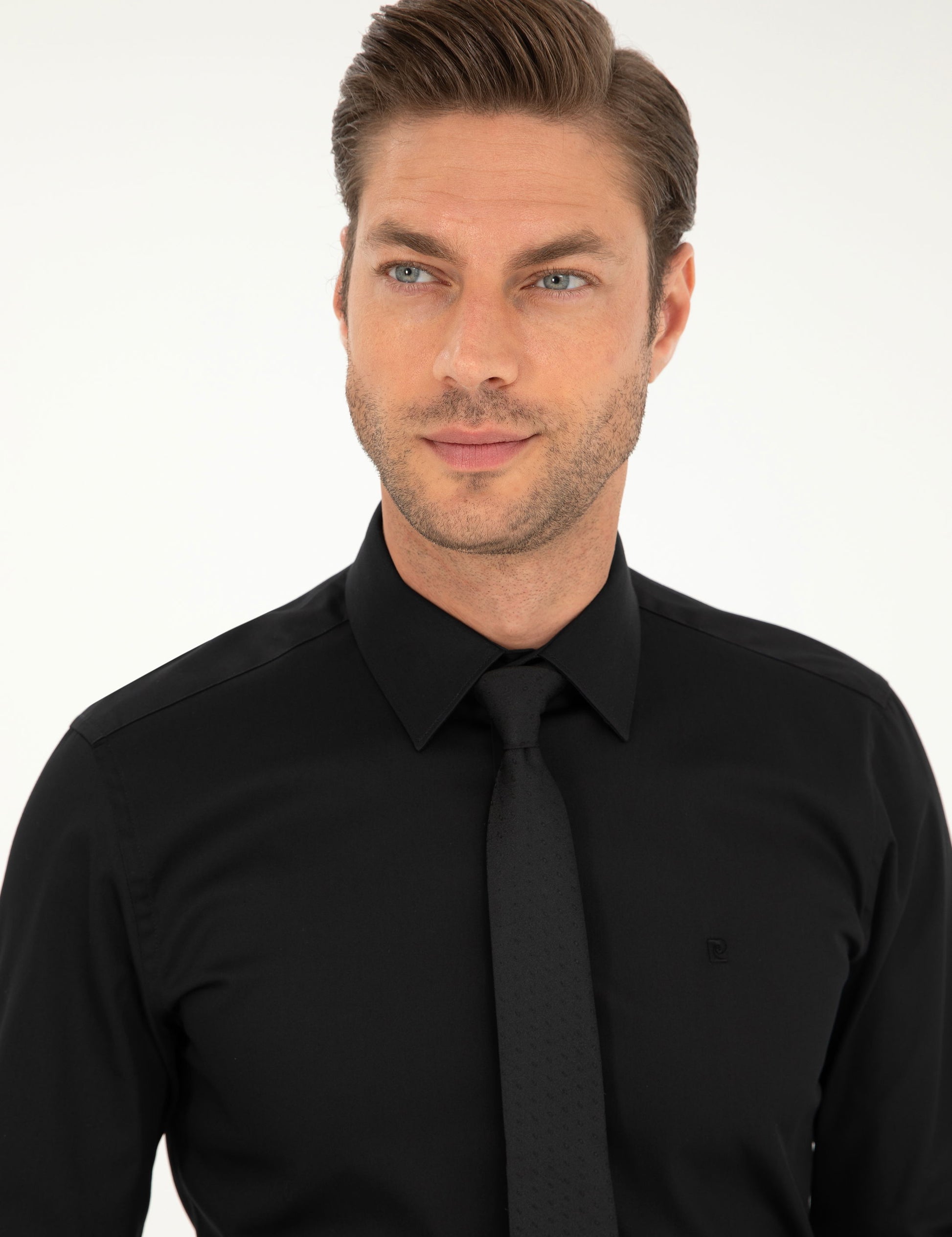 Black Slim Fit Long Sleeve Basic Shirt