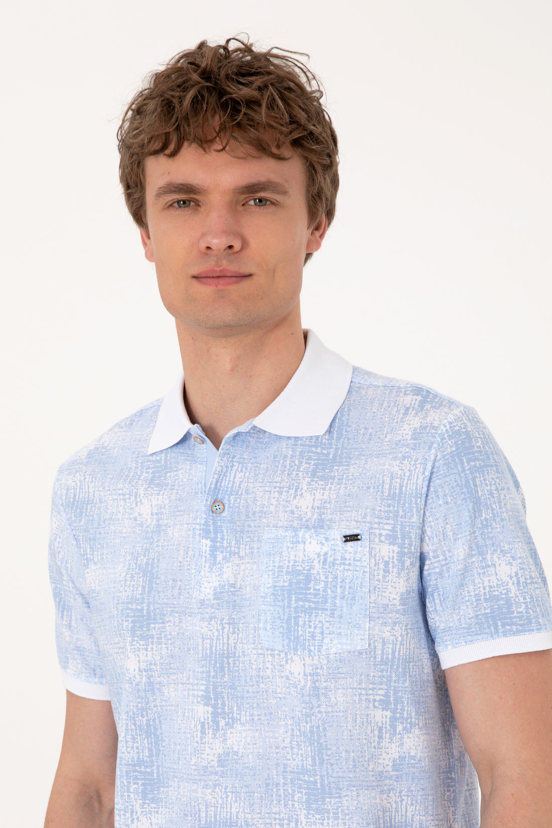 Men's Regular Fit Polo Neck Light Blue T-Shirt