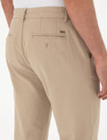 Beige Carrot Fit Linen Blended Canvas Pants